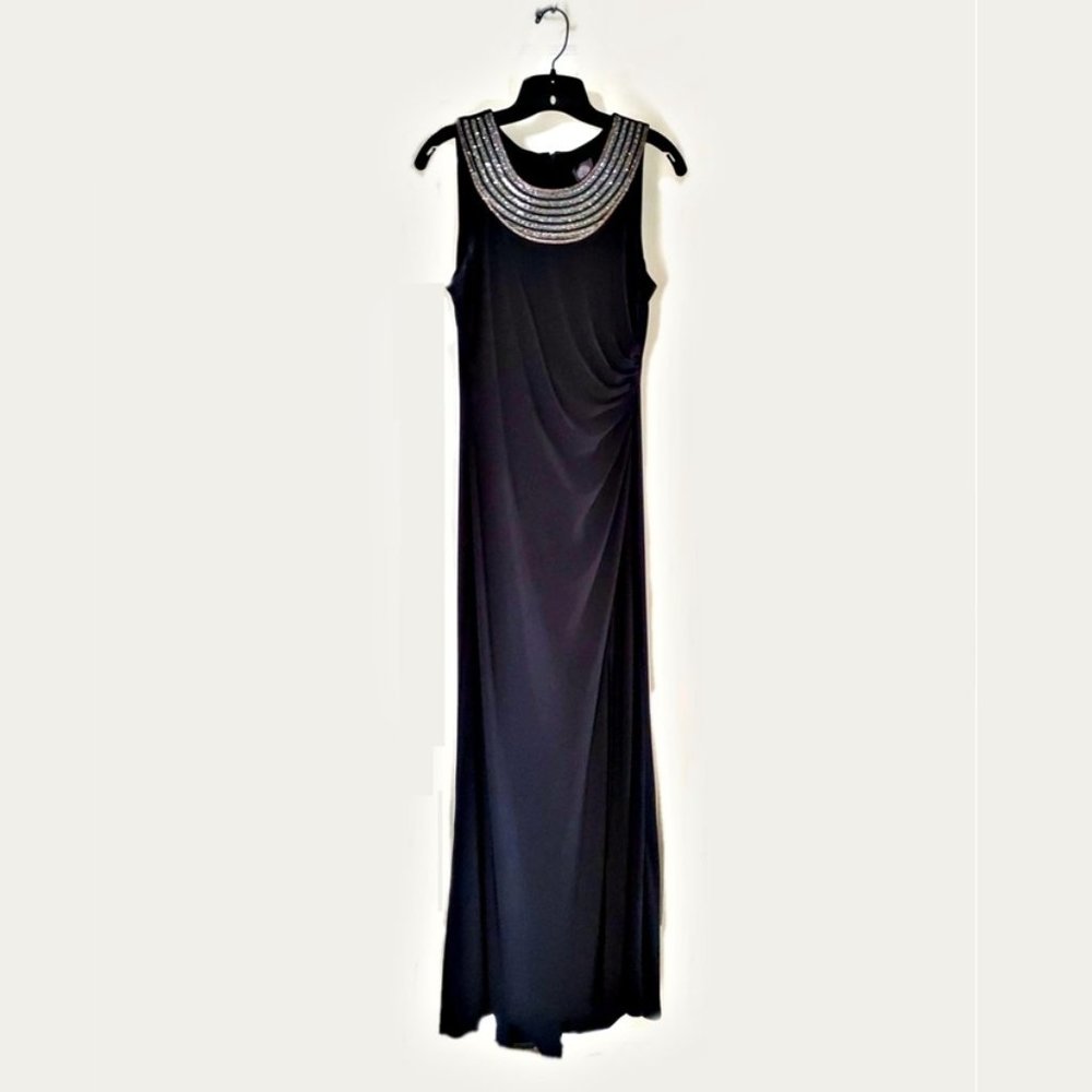 Women's VINCE CAMUTO Sleeveless Black Evening Gown Party Dress Sz 10 EUC